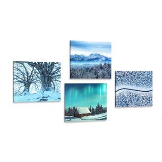 SET OBRAZŮ ZASNĚŽENÁ KRAJINKA - SESTAVY OBRAZŮ - OBRAZY