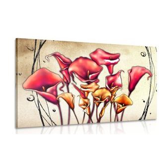 IMPRESSION SUR TOILE FLEURS CALLA ROUGES - IMPRESSIONS ABSTRAITES SUR TOILE - IMPRESSION SUR TOILE