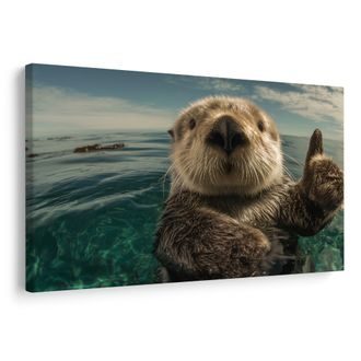 OBRAZ HRAVÁ VYDRA V OCEÁNU - OBRAZY ZVÍŘAT - OBRAZY