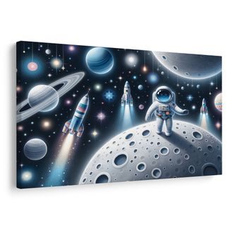 OBRAZ DĚTSKÝ ASTRONAUT NA MĚSÍCI - OBRAZY - TOTÁLNÍ VÝPRODEJ 🔥