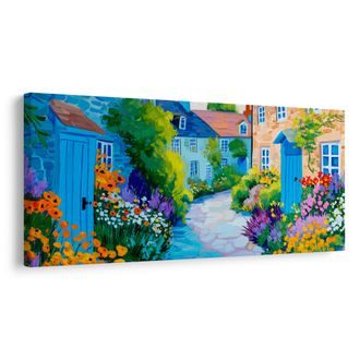 OBRAZ BAREVNÁ ZAHRADA V ULIČCE - BAREVNÉ DOMY - OBRAZY