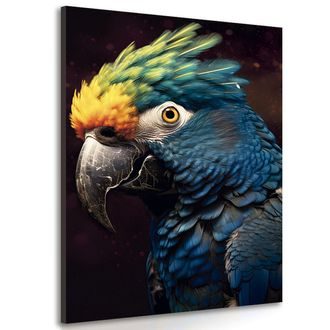 QUADRO SU TELA – PAPPAGALLO BLU-ORO - QUADRI I DOMINATORI DEL REGNO ANIMALE - STAMPE E QUADRI