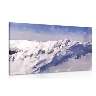 QUADRO PITTURA AD OLIO DI MONTAGNE INNEVATE - QUADRI CHE IMITANO LA PITTURA A OLIO - QUADRI