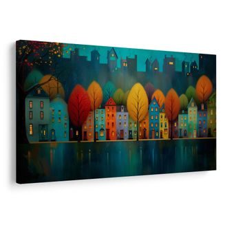 OBRAZ PODZIMNÍ KOUZLO V ULICÍCH - BAREVNÉ DOMY - OBRAZY