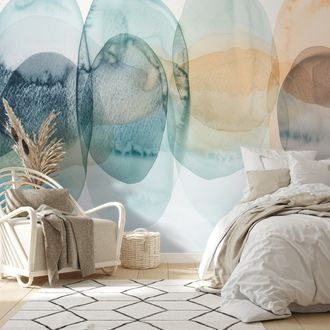 FOTOTAPET AUTOADEZIV CERCURI PASTELATE ACUARELĂ - TAPET ABSTRACT - TAPETURI