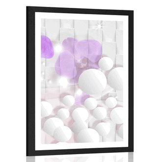 PLAKAT Z PASSE-PARTOUT ORCHIDEA N ABSTRAKCYJNYM TLE - KWIATY - PLAKATY