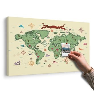 DECORATIVE PINBOARD ORIGINAL WORLD MAP - PICTURES ON CORK - PICTURES