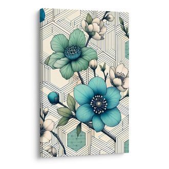 WANDBILD BLUMENMOSAIK IN TÜRKISTÖNEN - BILDER BLUMEN - BILDER