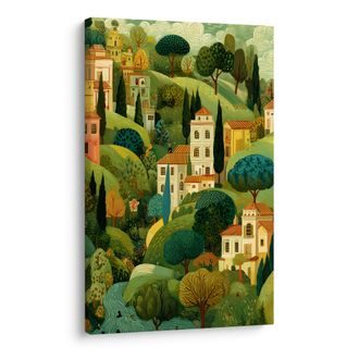 OBRAZ VENKOVSKÁ IDYLA A KOPCE - BAREVNÉ DOMY - PICTURES