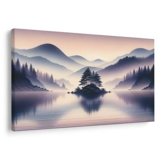 OBRAZ OSTROV UPROSTŘED JEZERA - OBRAZY JEZERA - OBRAZY