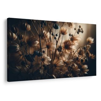 WANDBILD GETROCKNETE BLUMEN IN DUNKLEN TÖNEN - BILDER BLUMEN - BILDER
