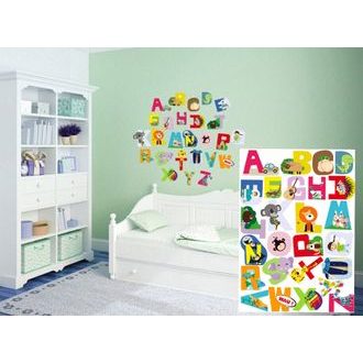 DECORATIVE WALL STICKERS ALPHABET WITH ANIMALS - FOR CHILDREN - STICKERS