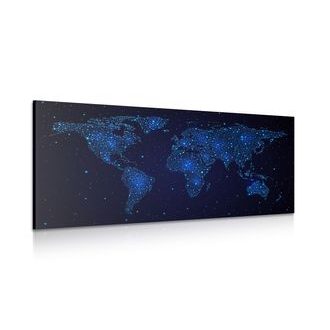 OBRAZ MAPA SVĚTA S NOČNÍ OBLOHOU - OBRAZY MAPY - OBRAZY