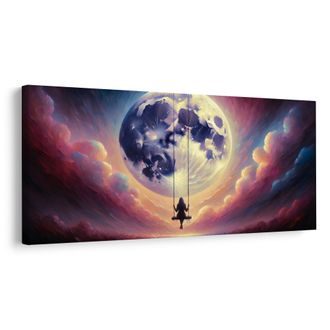 OBRAZ HOUPAČKA MEZI OBLAKY A MĚSÍCEM - OBRAZY MĚSÍC - OBRAZY