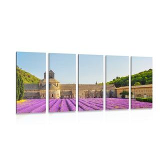 5-PIECE CANVAS PRINT PROVENCE WITH LAVENDER FIELDS - PICTURES FLOWERS - PICTURES