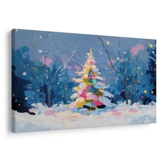 OBRAZ VÁNOČNÍ STROM V ZIMNÍ KRAJINĚ - VÁNOČNÍ A ZIMNÍ OBRAZY - OBRAZY