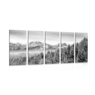 IMPRESSION SUR TOILE EN 5 PARTIES MONTAGNES GELÉES EN NOIR ET BLANC - IMPRESSIONS SUR TOILE NOIR ET BLANC - IMPRESSION SUR TOILE