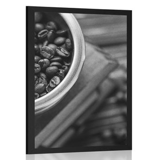 Plakát vintage mlýnek na kávu v černobílém provedení