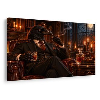 OBRAZ HAVRANÍ GENTLEMAN S DOUTNÍKEM - HALLOWEENSKÉ A HOROROVÉ OBRAZY - OBRAZY