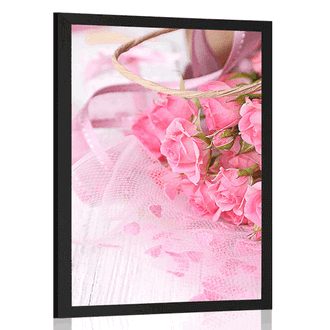Poster buchet romantic de trandafiri roz