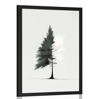 PLAKAT MINIMALISTIČNO IGLIČASTO DREVO - DREVESA IN LISTI - PLAKATI