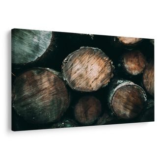 CANVAS SCHILDERIJ HOUTSTAMMEN VAN DICHTBIJ - SCHILDERIJEN BOMEN EN BLADEREN - SCHILDERIJEN