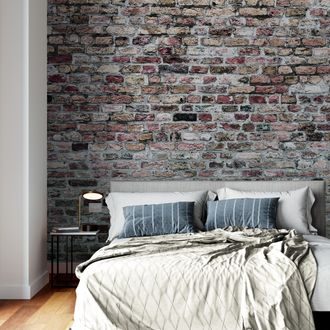 SELF ADHESIVE WALL MURAL CHARM OF A WHEATHERED BRICK - SELF-ADHESIVE WALLPAPERS - WALLPAPERS