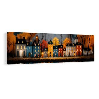 OBRAZ SVÁTEČNÍ VEČERNÍ ATMOSFÉRA - BAREVNÉ DOMY - ΠΊΝΑΚΕΣ