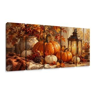 5-DÍLNÝ OBRAZ PODZIMNÍ ZÁTIŠÍ S DÝNĚMI - HALLOWEENSKÉ A HOROROVÉ OBRAZY - OBRAZY