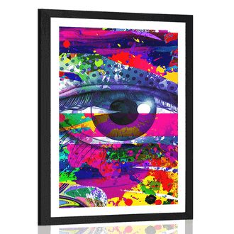 POSTER MIT PASSEPARTOUT MENSCHLICHES AUGE IM POP-ART-STIL - POP-ART - POSTER