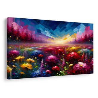 OBRAZ ZÁŘIVÁ LOUKA PLNÁ KVĚTIN - OBRAZY POLE A LOUKY - OBRAZY