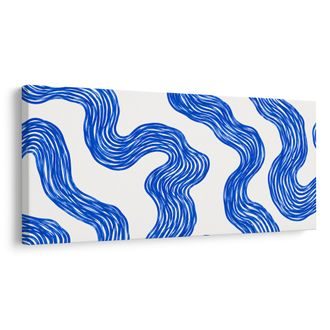 TABLEAU SUR TOILE – ONDULATIONS BLEUES DYNAMIQUES - IMAGES FORMES ABSTRAITES - TABLEAUX