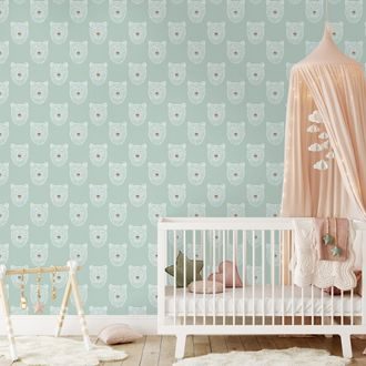 SAMOLEPÍCÍ TAPETA ROZTOMILÍ MEDVÍDCI NA SVĚTLÉM POZADÍ - VZOROVANÉ TAPETY - TAPETY