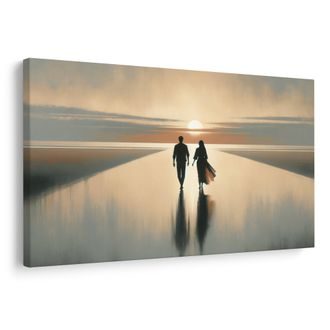 OBRAZ MILENCI PŘI SOUMRAKU - OBRAZY MOŘE A PLÁŽ - OBRAZY