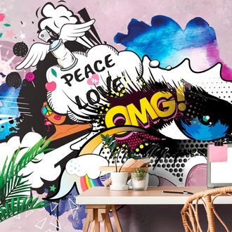 SAMOLEPÍCÍ TAPETA MODRÉ GRAFFITI OKO - SAMOLEPÍCÍ TAPETY - TAPETY