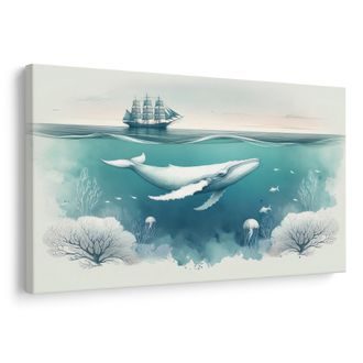 WANDBILD WAL UND KORALLEN UNTER DER OBERFLÄCHE - WANDBILDER WALE - BILDER