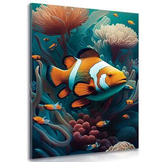 WANDBILD SURREALISTISCHER CLOWNFISCH - WANDBILDER UNTERWASSERWELT - BILDER