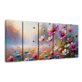 5-CZĘŚCIOWY OBRAZ ROZKWITAJĄCA ŁĄKA - OBRAZY POLA I ŁĄKI - OBRAZY