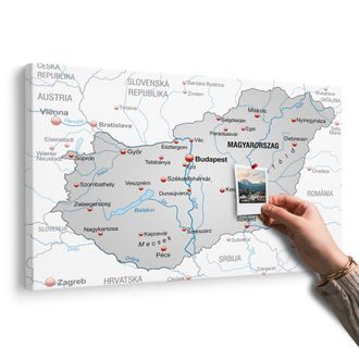 OBRAZ NA KORKU ŠEDÁ MAPA MAĎARSKA S KONTRASTOM - OBRAZY NA KORKU - OBRAZY
