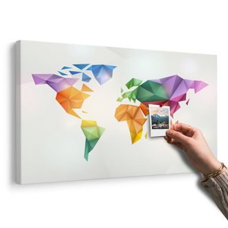 OBRAZ NA KORKU BAREVNÁ MAPA SVĚTA VE STYLU ORIGAMI - OBRAZY NA KORKU - OBRAZY