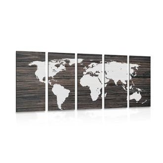 QUADRO IN 5 PARTI MAPPA SU LEGNO - QUADRI MAPPE - QUADRI