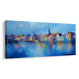 KÉP SZÍNES VÁROS A FOLYÓNÁL - SZÍNES HÁZAK - KÉPEK