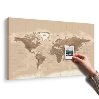 TABLOU PE PLUTĂ HARTA LUMII FRUMOASĂ VINTAGE - TABLOURI PE PLUTĂ - TABLOURI