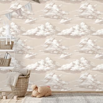 SAMOLEPÍCÍ TAPETA BÉŽOVÉ VINTAGE MRAKY - VZOROVANÉ TAPETY - TAPETY