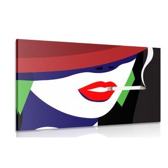 CANVAS PRINT WOMAN IN A HAT IN POP ART STYLE - POP ART PICTURES - PICTURES