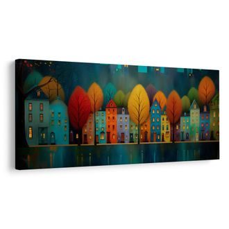 OBRAZ SVĚTLA MĚSTA V NOCI - BAREVNÉ DOMY - PICTURES