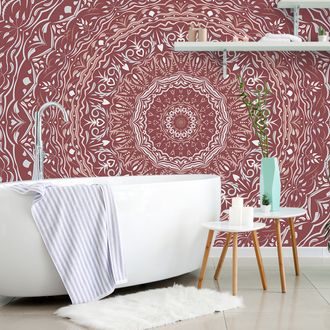 WALLPAPER MANDALA IN VINTAGE STYLE IN A PINK SHADE - WALLPAPERS FENG SHUI - WALLPAPERS