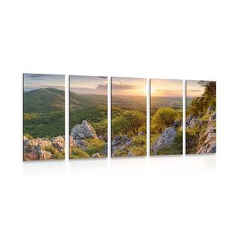 5-TEILIGES WANDBILD IN SONNENLICHT GETAUCHTE NATUR - BILDER VON NATUR UND LANDSCHAFT - BILDER
