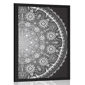 POSTER DECORATIVE MANDALA WITH A LACE IN BLACK AND WHITE - FENG SHUI - POSTERS
