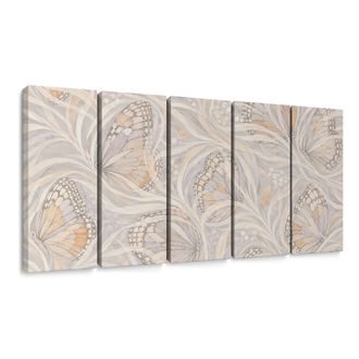 TABLEAU EN 5 PARTIES – VAGUES ABSTRAITES EN BEIGE - IMAGES FORMES ABSTRAITES - TABLEAUX